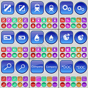 部署屏幕 火车 齿轮 充电 火 比萨 放大镜 火 比萨 放大镜 公司 文件 一大套多色按钮图片