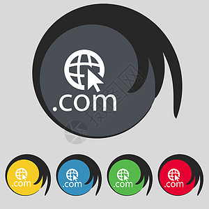 域 COM 标志图标 顶级互联网域符号 彩色按钮集指针插图创造力商业海豹艺术托管标签质量按钮图片