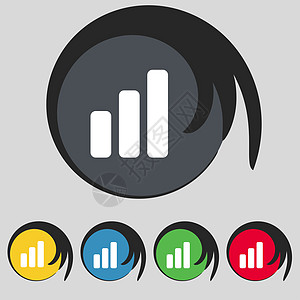 增长与发展概念 利率图标符号图 五个有色按钮上的符号酒吧金融生长图表纽扣进步利润数据商业抵押图片