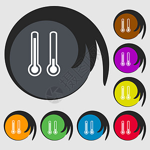 温度计温度图标符号 8个彩色按钮上的符号图片
