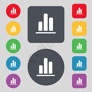 增长与发展概念 利率图标符号图 由12个彩色按钮组成 设计平坦数据酒吧抵押审查利润进步兴趣商业报告评分图片