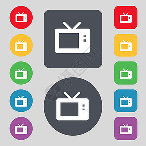 Retro TV 模式图标符号 由 12 个彩色按钮组成 平面设计图片