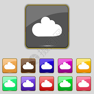天气图标云状图标 数据存储符号 设置彩色按钮技术令牌天气贮存角落天空海豹网络插图网站背景