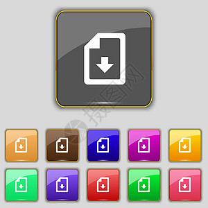 导入 下载文件图标符号 设置为您网站的11个彩色按钮图片