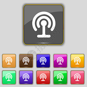 Wifi 图标符号 设置为您网站的11个彩色按钮图片
