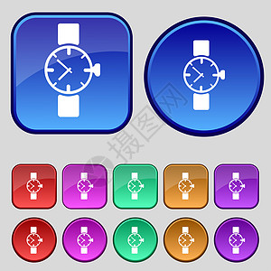 符号图标 机械时钟符号 设置彩色按钮时间标签手镯石英邮票小时手表徽章质量创造力图片