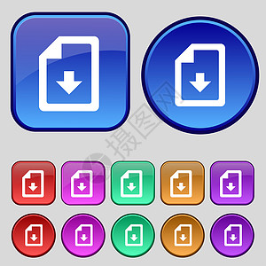 导入 下载文件图标符号 一组12个旧按钮用于您的设计图片