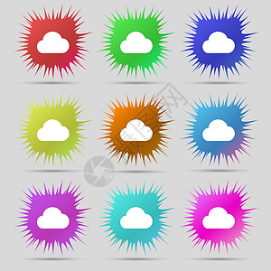云性图标符号 一套由9个原针头按钮组成的图片