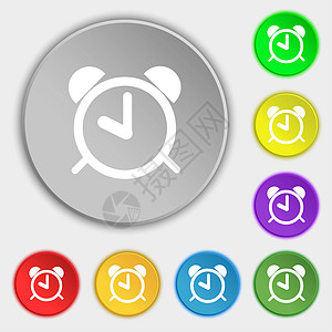 闹钟时钟符号图标 提醒警钟符号 8个平板按钮上的符号图片