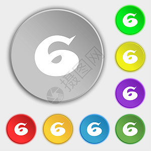 六个图标符号 八个平键上的符号符号插图成就按钮徽章邮票数字标签质量背景图片