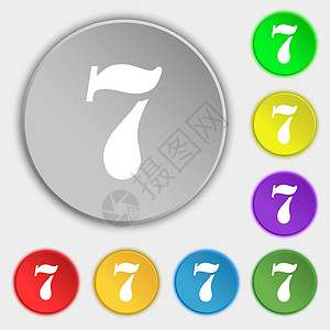 七个图标符号 八个平板按钮上的符号符号插图徽章质量数字成就邮票标签图片