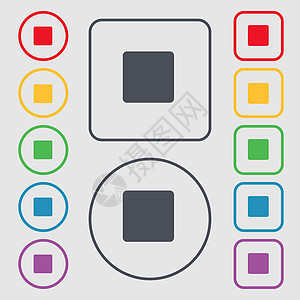按钮图标符号 圆形上的符号和带边框的平方按钮背景图片