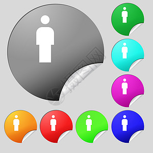 人类 男性 男性马桶图标标志 一套8个多色圆环扣和贴纸令牌成员厕所插图用户创造力洗手间艺术徽章男人图片