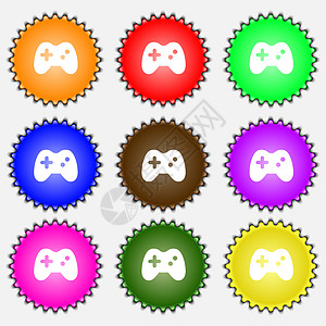 玩偶棒图标符号 一套九种不同颜色的标签图片