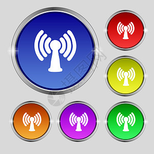 Wi-fi 互联网图标符号 亮彩色按钮上的圆形符号图片