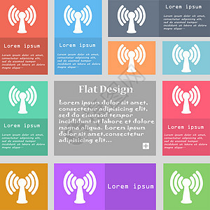 Wi-fi 互联网图标符号 一组带有文本空间的多色按钮图片