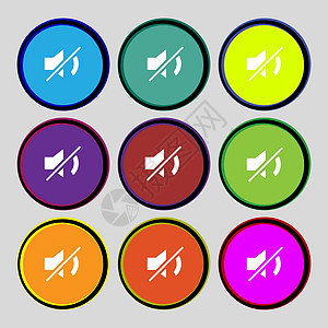 静音扬声器符号图标 声音符号 设置彩色按钮质量标签创造力音乐插图邮票海豹立体声技术体积图片
