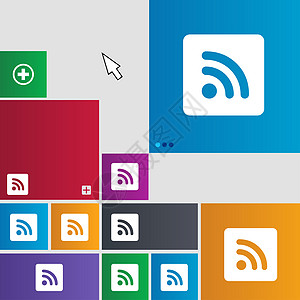 RSS 种子图标符号 按钮 带有光标指针的现代界面网站按钮图片