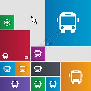 描边图标Bus 图标符号 Metro 样式按钮 使用光标指针的现代界面网站按钮背景