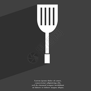 厨房电器图标符号 平坦现代网络设计 长阴影和空间 您的文本插图食物器具刀具厨具工具用具餐具餐厅烹饪背景