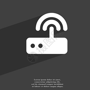 Wifi 路由器图标符号 Flat 现代网络设计 有长阴影和文字空间图片