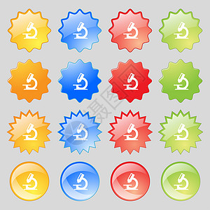 显微镜图标符号 您设计时需要16个彩色的现代按钮图片