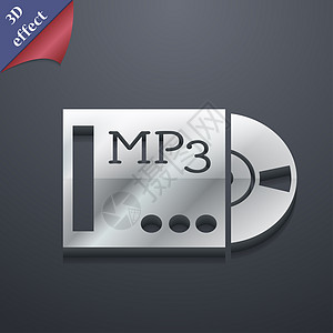 mp3 播放器图标符号 3D 样式 Trendy 具有文本空间的现代设计 Rastrized图片