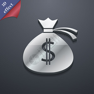 货币袋图标符号 3D 样式 Trendy 带有文本空间的现代设计 Rastrized图片