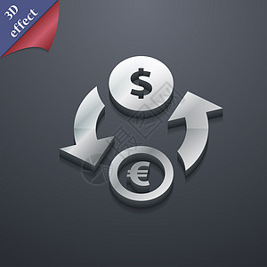 货币兑换图标符号 3D 样式 Trendy 具有文本空间的现代设计 Rastrized图片
