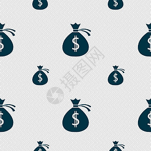 钱袋图标符号 无缝图案和几何纹理帆布用户财政资金大奖商业市场现金债务机构图片
