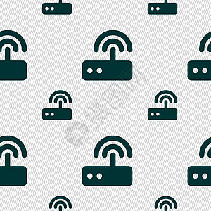 Wifi 路由器图标符号 无缝图案与几何纹理中心网关上网金属电脑数据港口局域网网络天线图片