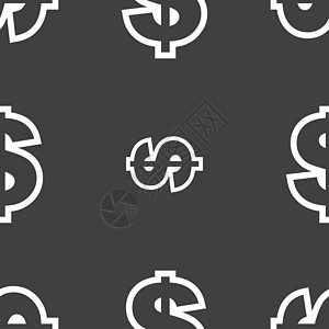 美元图标符号 在灰色背景上无缝模式卡片商业储蓄货币硬币公文包解雇银行业现金计算器图片