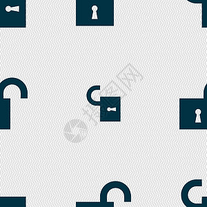 打开锁定图标符号 无缝模式与几何纹理数字隐私防火墙钥匙封锁商业代码收藏剪影挂锁背景图片