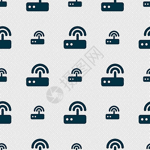 Wifi 路由器图标符号 无缝图案与几何纹理数据安全电脑上网服务器港口宽带插图连接器天线图片