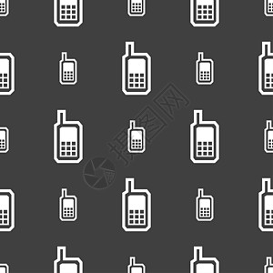 手机图标符号 灰色背景上的无缝图案网络电话细胞互联网插图短信技术服务图片