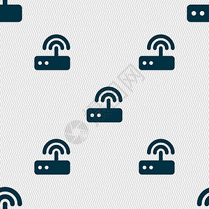 Wifi 路由器图标符号 无缝图案与几何纹理数字防火墙工作插图插头技术互联网电讯网关天线图片
