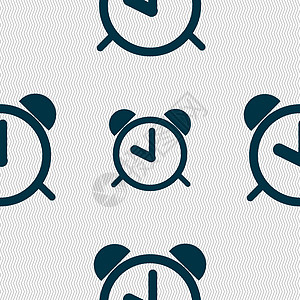 闹钟标志图标 唤醒警报符号 具有几何形状的无缝抽象背景艺术邮票标签质量插图创造力徽章圆圈信号令牌图片