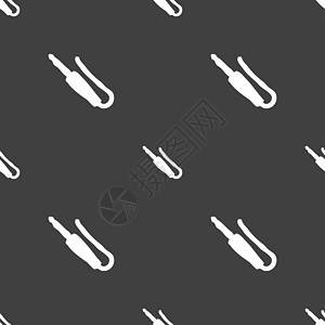 灰色背景上的无缝模式   info whatsthis立体声技术插孔黑色电脑插座金属绳索音乐插头图片