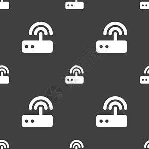 Wifi 路由器图标符号 灰色背景上的无缝模式中心港口网关电缆连接器宽带技术网络互联网插座图片