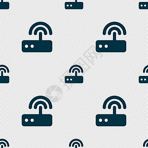 Wifi 路由器图标符号 无缝图案与几何纹理电子节点防火墙中心网关互联网安全局域网上网技术图片