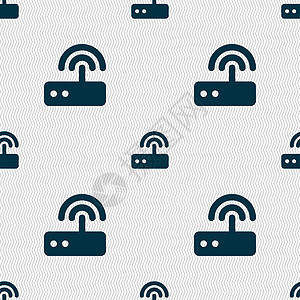 Wifi 路由器图标符号 无缝图案与几何纹理电子节点防火墙中心网关互联网安全局域网上网技术图片