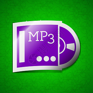 mp3 播放器图标符号 绿色背景上的符号有色粘贴标签图片