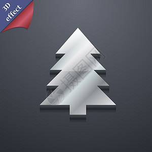圣诞树图标符号 3D 风格 Trendy 具有文本空间的现代设计 Rastrized创造力假期庆典质量令牌标签邮票按钮艺术徽章图片