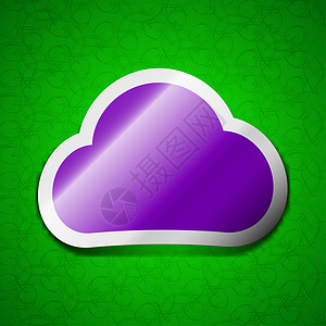 云性图标符号 绿色背景上的彩色粘贴符号标签商业同步网页技术服务器艺术天空季节电话界面图片