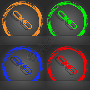 断开的连接平面单个图标 时尚的现代风格 在橙色 绿色 蓝色 红色设计中图片