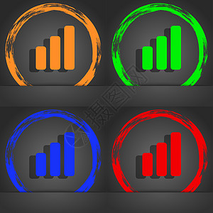 增长和发展的概念 利率图标符号图 时尚的现代风格 在橙色 绿色 蓝色 绿色设计图表数据评分兴趣酒吧金融商业纽扣审查进步图片