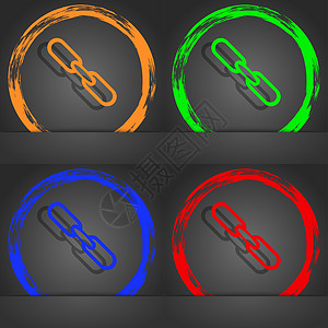 链接标志图标 超链接链符号 时尚的现代风格 在橙色 绿色 蓝色 红色设计中图片