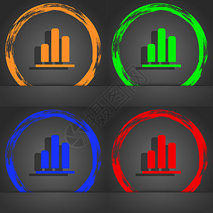 增长和发展的概念 利率图标符号图 时尚的现代风格 在橙色 绿色 蓝色 绿色设计兴趣抵押酒吧质量进步纽扣报告审查利润商业图片