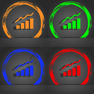 增长和发展的概念 利率图标符号图 时尚的现代风格 在橙色 绿色 蓝色 绿色设计生长评分审查纽扣利润金融速度商业报告质量图片