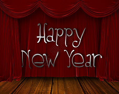 新年快乐的复合形象地面问候语窗帘新年背景图片